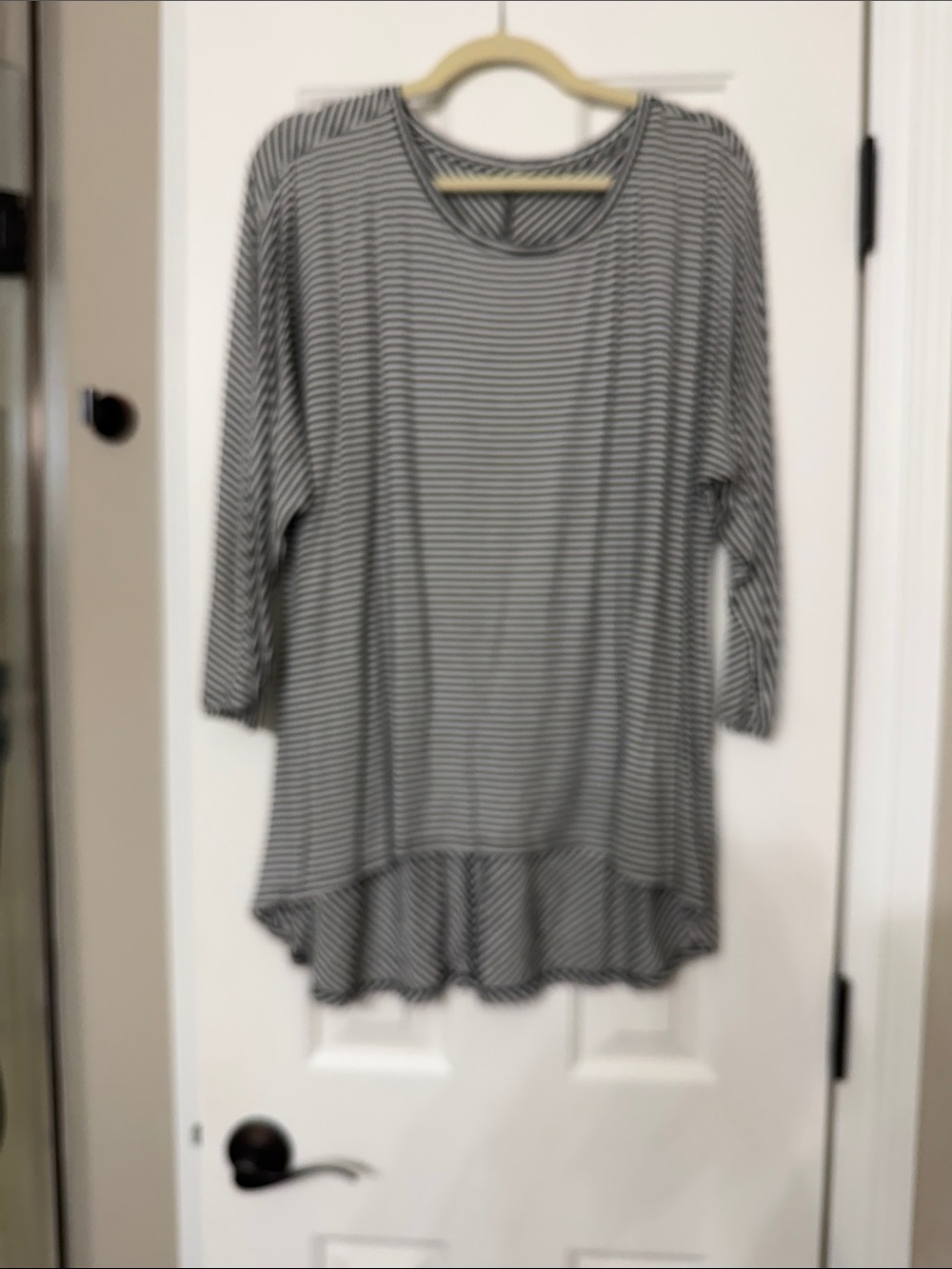 Striped Long Sleeve Swing Top - Black & White